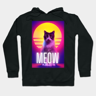 Meow Synthwave Cat Hoodie